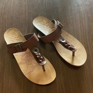 Blowfish Brown Sandals with Chain Accent